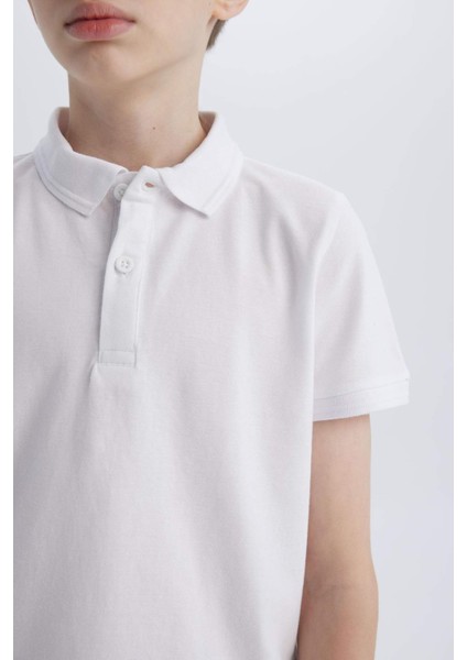 Erkek Çocuk Polo Yaka Basic Düz Pike Kısa Kollu Tişört K1689A625SM