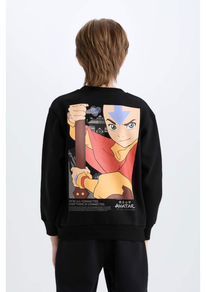 Erkek Çocuk Avatar the Last Airbender Bisiklet Yaka İçi Yumuşak Tüylü Sırt Baskılı Sweatshirt D6742A824WN