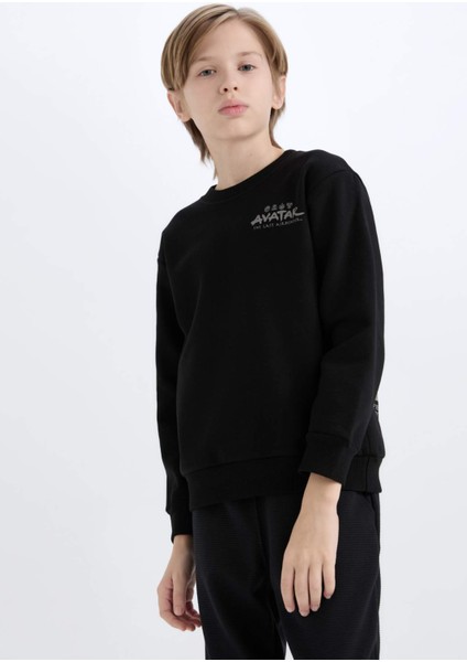 Erkek Çocuk Avatar the Last Airbender Bisiklet Yaka İçi Yumuşak Tüylü Sırt Baskılı Sweatshirt D6742A824WN