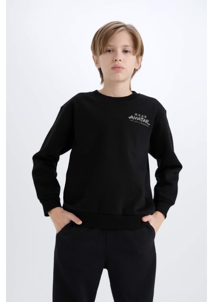 Erkek Çocuk Avatar the Last Airbender Bisiklet Yaka İçi Yumuşak Tüylü Sırt Baskılı Sweatshirt D6742A824WN