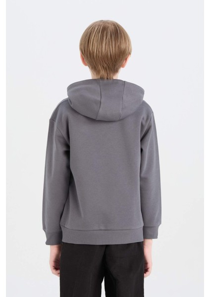 Erkek Çocuk Batman Kapüşonlu Kanguru Cepli Sweatshirt D6740A824WN