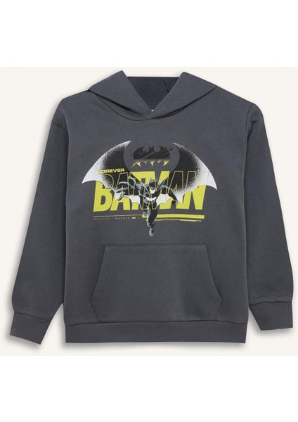 Erkek Çocuk Batman Kapüşonlu Kanguru Cepli Sweatshirt D6740A824WN