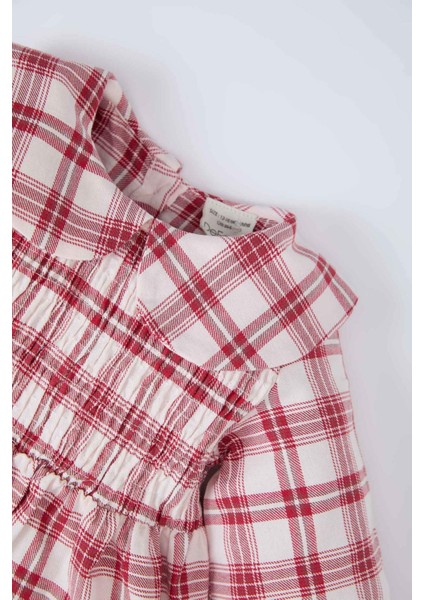 Kız Bebek Kareli Uzun Kollu Flanel Elbise D7426A524WN