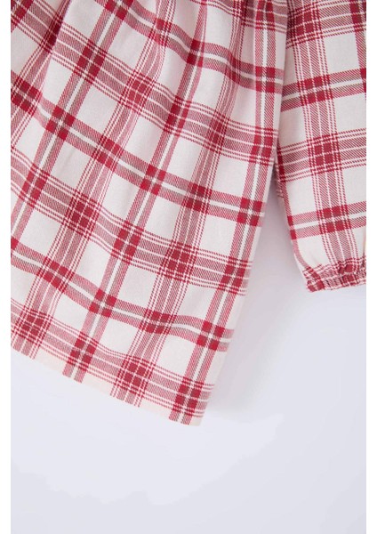 Kız Bebek Kareli Uzun Kollu Flanel Elbise D7426A524WN