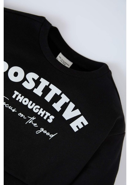 Kız Bebek Baskılı Uzun Kollu Tütü Etekli Sweatshirt Elbise D7430A524WN