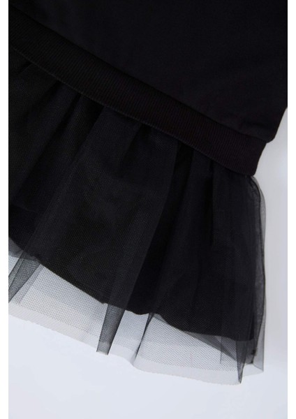 Kız Bebek Baskılı Uzun Kollu Tütü Etekli Sweatshirt Elbise D7430A524WN