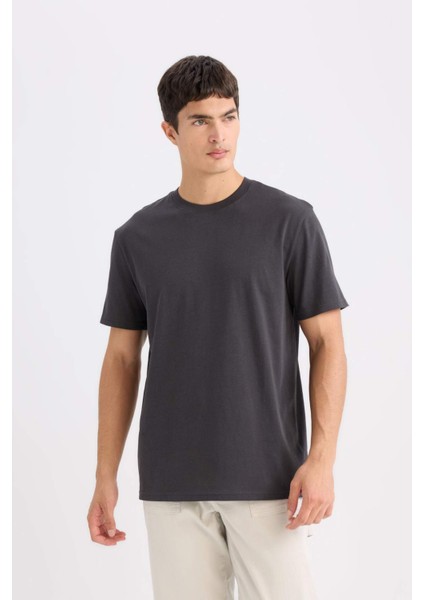 %100 Pamuk New Regular Fit Bisiklet Yaka Basic Düz Kısa Kollu Tişört V7699AZ25SP