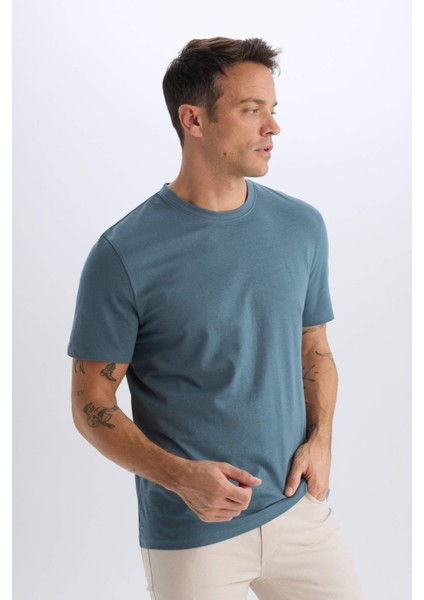 %100 Pamuk New Regular Fit Bisiklet Yaka Basic Düz Kısa Kollu Tişört V7699AZ25SP