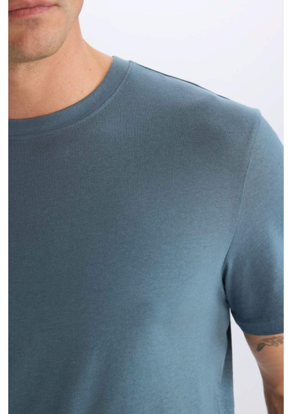 %100 Pamuk New Regular Fit Bisiklet Yaka Basic Düz Kısa Kollu Tişört V7699AZ25SP