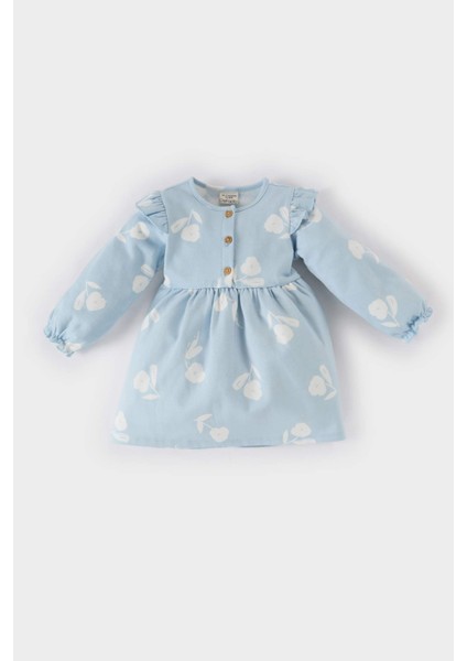 Kız Bebek Desenli Uzun Kollu Sweat Elbise D7423A524WN