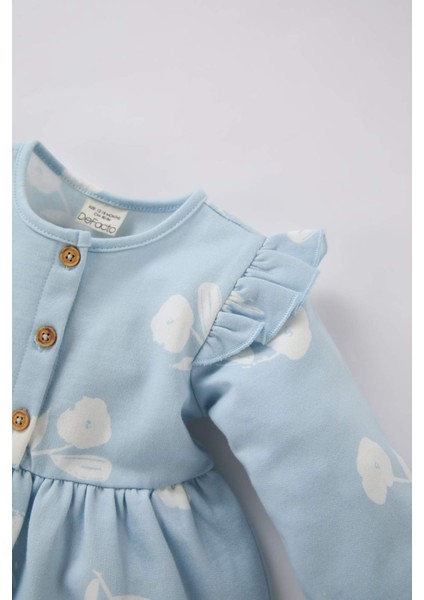 Kız Bebek Desenli Uzun Kollu Sweat Elbise D7423A524WN