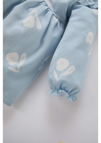 Kız Bebek Desenli Uzun Kollu Sweat Elbise D7423A524WN
