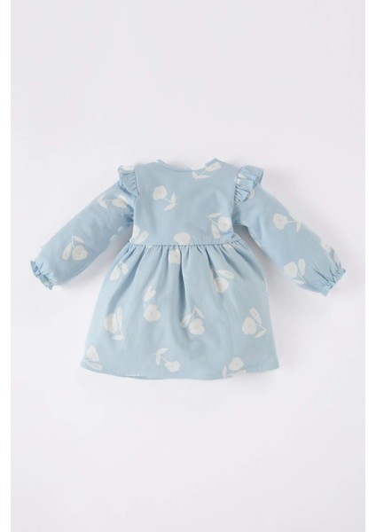 Kız Bebek Desenli Uzun Kollu Sweat Elbise D7423A524WN