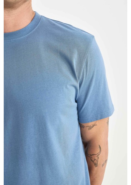 %100 Pamuk New Regular Fit Bisiklet Yaka Basic Düz Kısa Kollu Tişört V7699AZ25SP