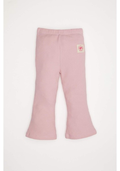 Kız Bebek 2'li Takım Barbie Bisiklet Yaka Sweatshirt Üst Beli Lastikli İspanyol Paça Tayt Alt D8293A524AU