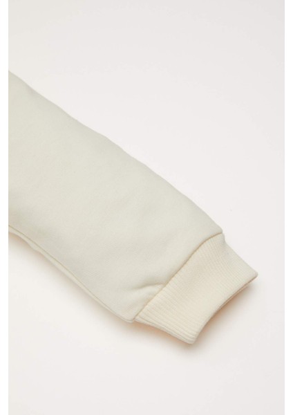 Kız Bebek 2'li Takım Barbie Bisiklet Yaka Sweatshirt Üst Beli Lastikli İspanyol Paça Tayt Alt D8293A524AU