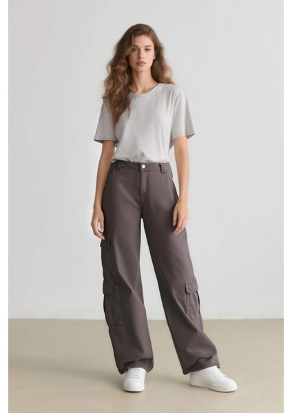 Straight Fit Gabardin Pantolon Kargo Cepli Normal Bel Düz Paça D3762AX24AU