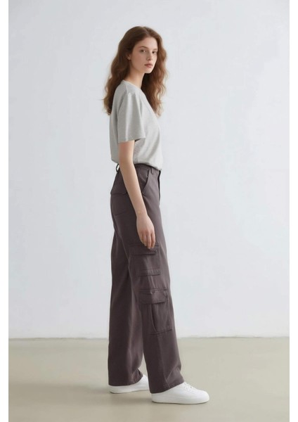 Straight Fit Gabardin Pantolon Kargo Cepli Normal Bel Düz Paça D3762AX24AU