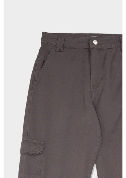 Straight Fit Gabardin Pantolon Kargo Cepli Normal Bel Düz Paça D3762AX24AU