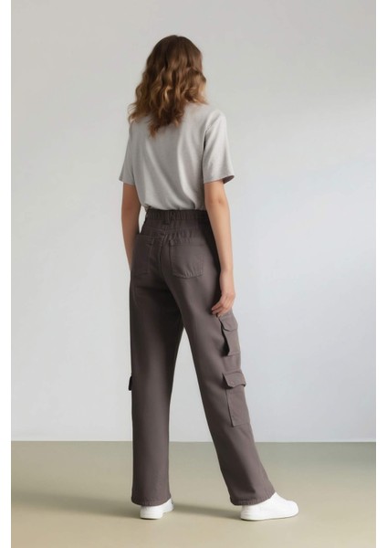 Straight Fit Gabardin Pantolon Kargo Cepli Normal Bel Düz Paça D3762AX24AU
