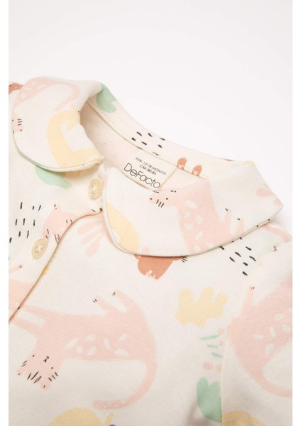 Kız Bebek Pijama Takımı Safari Baskılı Uzun Kollu Üst Beli Lastikli Alt D8289A5NS