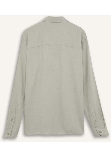 %100 Pamuk Regular Fit Basic Düz Uzun Kollu Gömlek D7079AX25SP