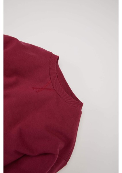 Kız Bebek 2'li Takım Basic Düz Bisiklet Yaka Sweatshirt Geniş Bol Paça Alt D7257A524WN