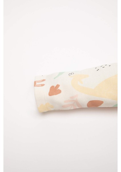 Kız Bebek Pijama Takımı Safari Baskılı Uzun Kollu Üst Beli Lastikli Alt D8289A5NS