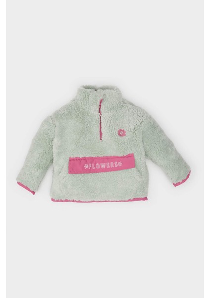 Kız Bebek Dik Yaka Fermuarlı Welsoft Pelüş Sweatshirt D4993A524WN