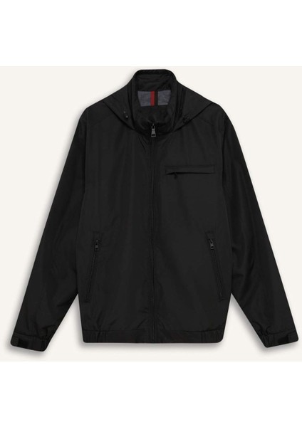 Su İtici Regular Fit Dik Yaka Astarlı Gizli Kapüşonlu Fermuarlı Cepli Mevsimlik Baharlık Mont D7669AX25SP