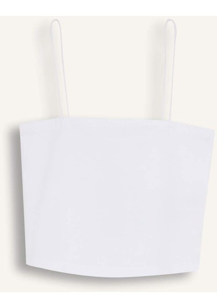 Crop Pamuklu Beyaz Askılı Atlet-Fall in Love Y2249AZ25SP
