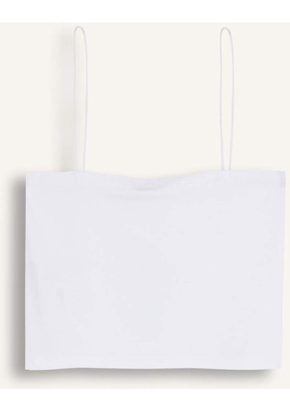 Crop Pamuklu Beyaz Askılı Atlet-Fall in Love Y2249AZ25SP