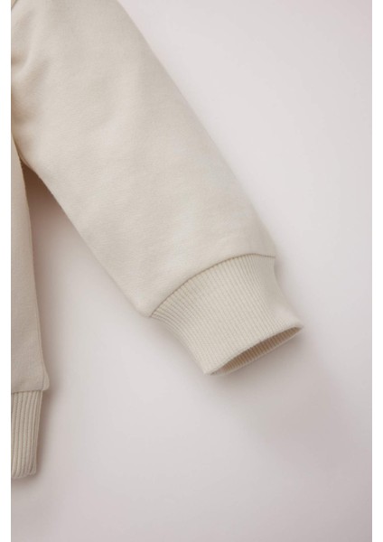 Erkek Bebek Bisiklet Yaka Baskılı Sweatshirt D8580A525SP