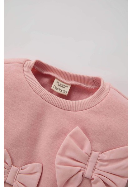 Kız Bebek Bisiklet Yaka Fiyonklu Sweatshirt D6267A524WN