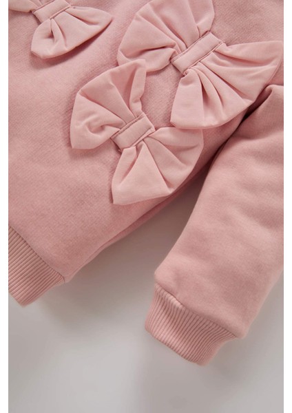 Kız Bebek Bisiklet Yaka Fiyonklu Sweatshirt D6267A524WN