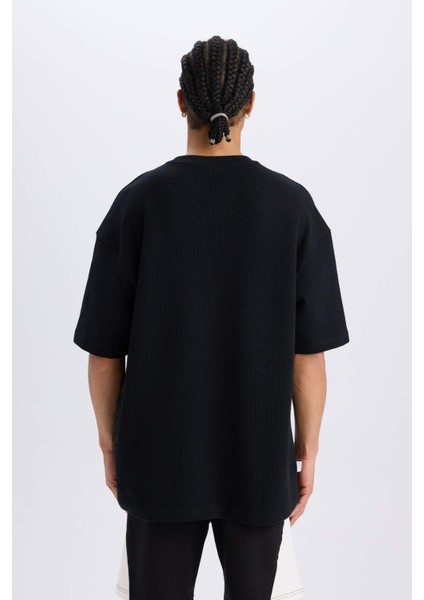 NBA Brooklyn Nets Oversize Geniş Kalıp Bisiklet Yaka Waffle Kısa Kollu Tişört D8504AX25SP