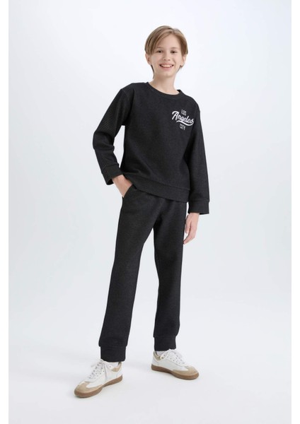 Erkek Çocuk 2'li Takım Baskılı Sweatshirt Eşofman Altı D7869A8NS