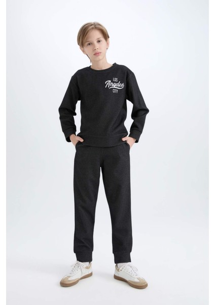 Erkek Çocuk 2'li Takım Baskılı Sweatshirt Eşofman Altı D7869A8NS