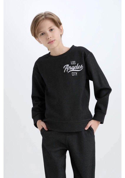 Erkek Çocuk 2'li Takım Baskılı Sweatshirt Eşofman Altı D7869A8NS