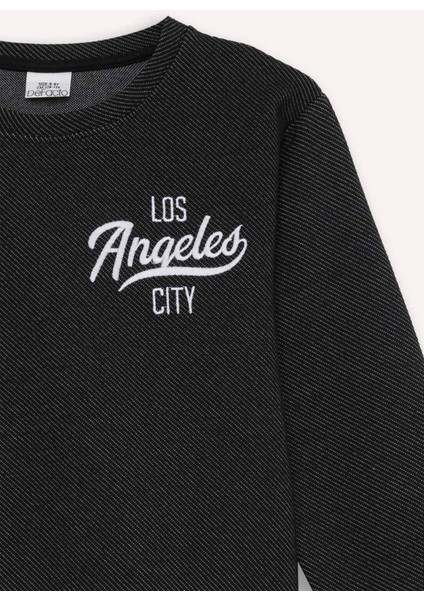 Erkek Çocuk 2'li Takım Baskılı Sweatshirt Eşofman Altı D7869A8NS