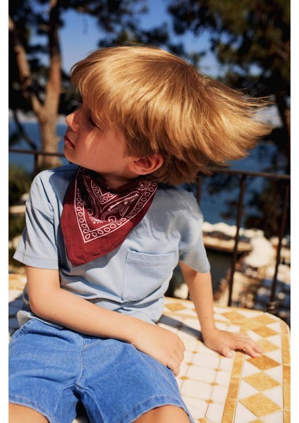 Erkek Bebek Bisiklet Yaka Basic Düz Kısa Kollu Tişört B7005A525SM