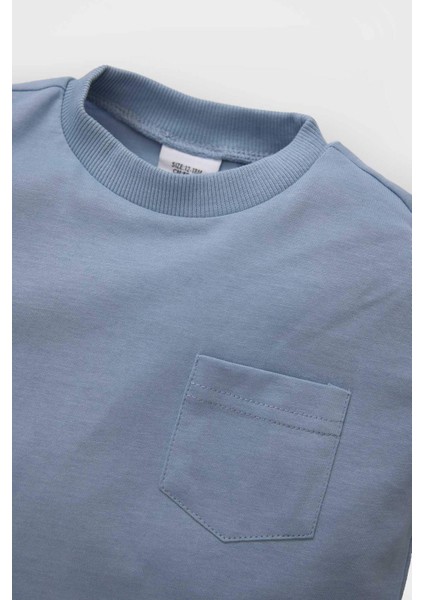 Erkek Bebek Bisiklet Yaka Basic Düz Kısa Kollu Tişört B7005A525SM