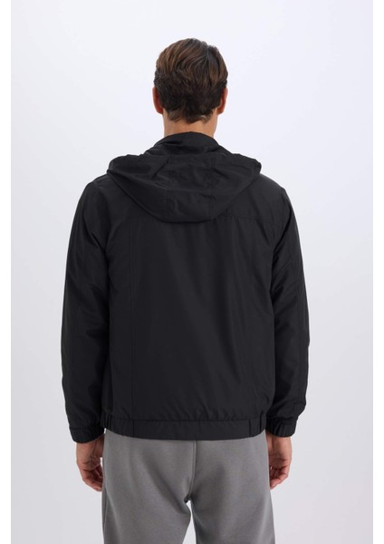 Su İtici Regular Fit Dik Yaka Astarlı Gizli Kapüşonlu Fermuarlı Cepli Mevsimlik Baharlık Mont D7669AX25SP