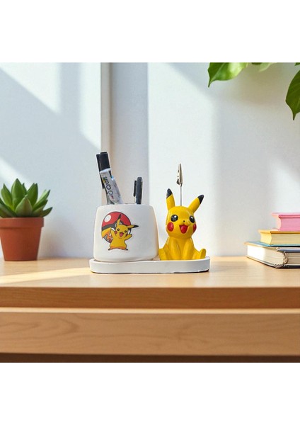 Dekoratif Sevimli Pikachu Baskılı Kalemlik ve Pikachu Notluk Seti modelleri