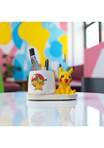 Dekoratif Sevimli Pikachu Baskılı Kalemlik ve Pikachu Notluk Seti fırsatları