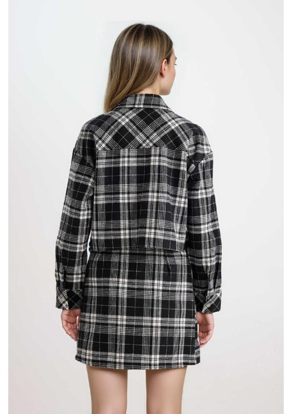 Coool Oversize Geniş Kalıp Crop Cepli Kalın Flanel Uzun Kollu Ceket Gömlek D7914AX24AU