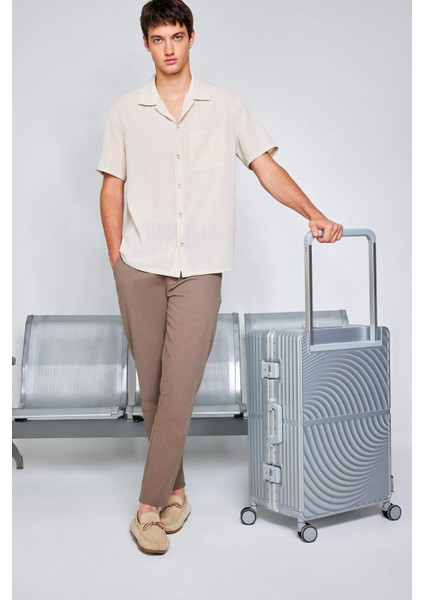 %100 Pamuk Keten Görünümlü Yazlık Jogger Pantolon Dar Paça Beli Bağcıklı Lastikli Cepli Z6475AZ25SP