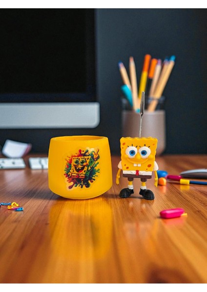 Sevimli Sünger Bob (Sponge Bob) Fotoğraf Not Tutucu Ofis Masası Setli Tutacak Hediyelik fiyatları