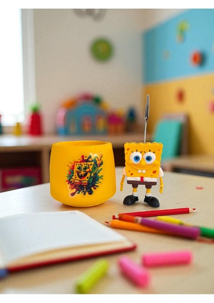 Sevimli Sünger Bob (Sponge Bob) Fotoğraf Not Tutucu Ofis Masası Setli Tutacak Hediyelik modelleri