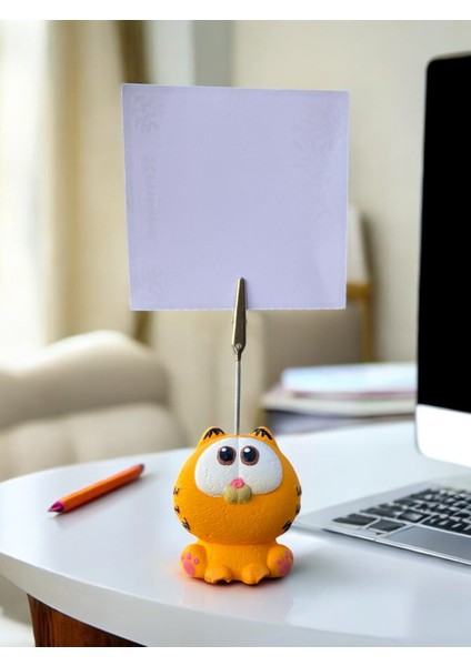 Tembel Sarı Kedi Fotoğraf Not Tutacağı Ofis Masası Hediyelik Tutucu